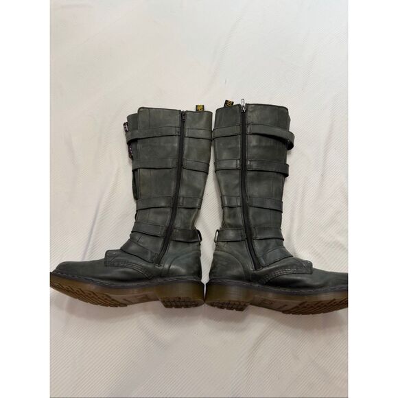 Dr Doc Martens Phina Leather Combat Moto Boots Size 8 Walking Dead Goth Raver - Picture 9 of 13